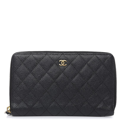 Chanel Caviar Quilted Large Zip Around Organizer Wallet Black 1 of 11