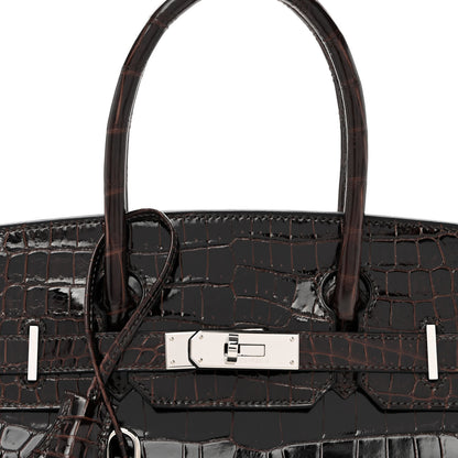 Hermes Shiny Porosus Crocodile Birkin 30 Macassar 7 of 9