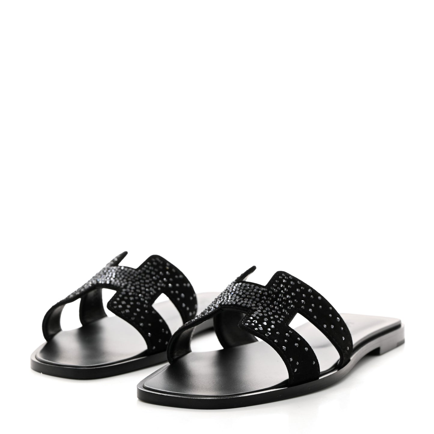 Suede Goatskin Studded Oran Sandals 37.5 Black
