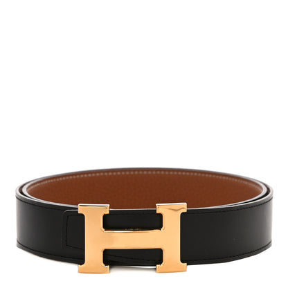 Hermes Box Togo 32mm H Belt 85 Black Gold 1 of 6