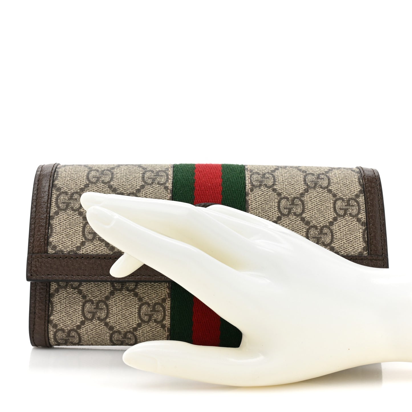 GG Supreme Monogram Web Ophidia Continental Wallet Brown