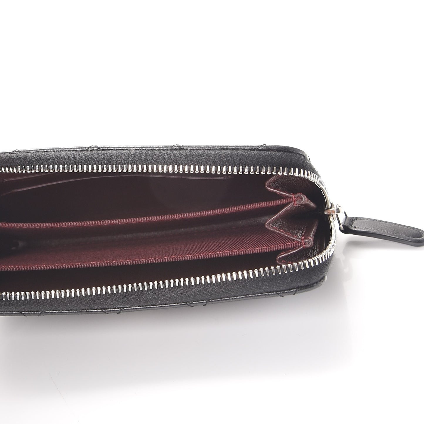 Lambskin Quilted Large Gusset Zip Around Wallet Black