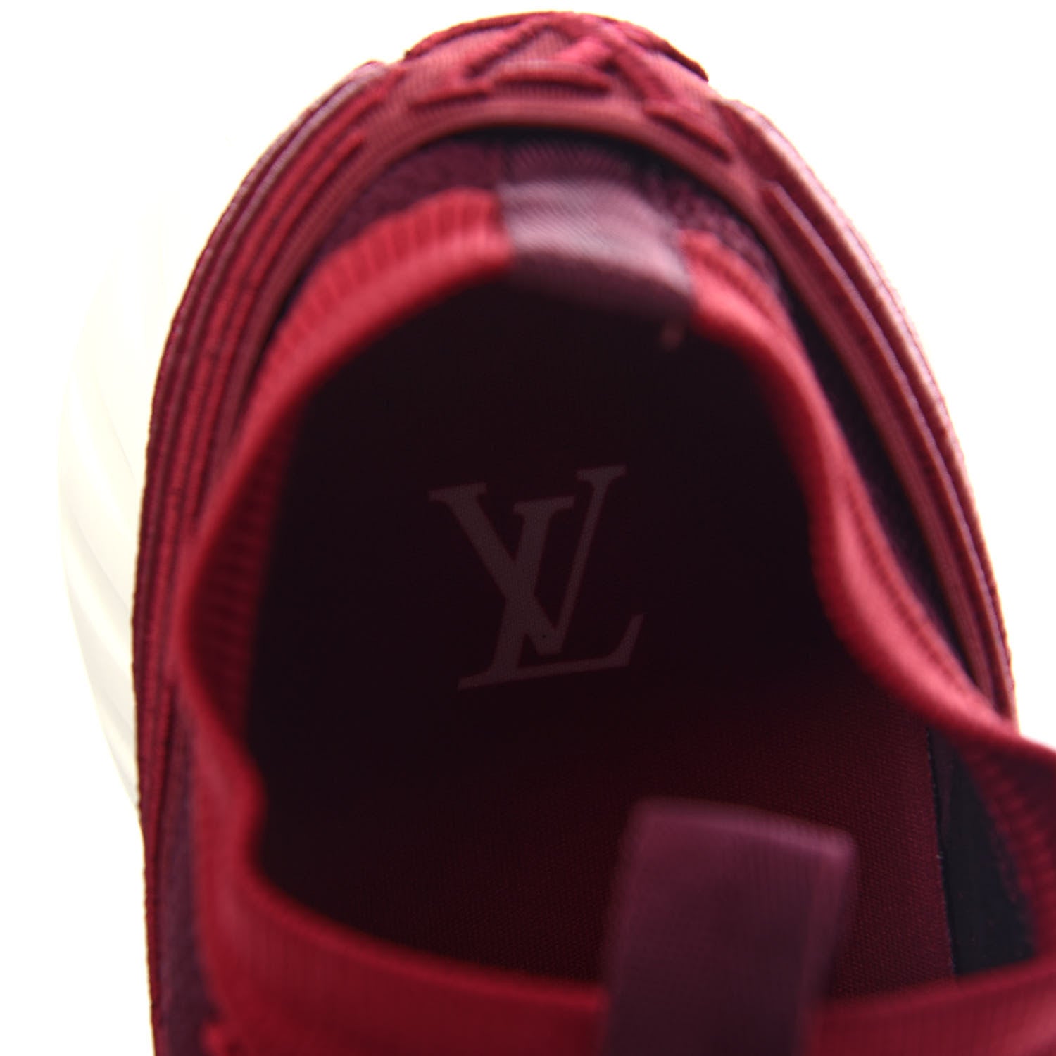 Louis Vuitton Knit Damier Mens Fastlane Sneakers 7.5 Burgundy Red 8 of 12