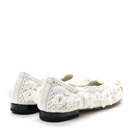 Chanel Crochet Patent Cap Toe Ballerina Flats 39 White Black 4 of 8