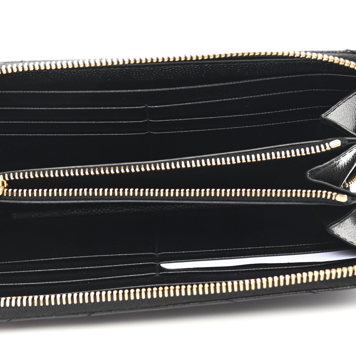 Saint Laurent Grain De Poudre Matelasse Chevron Monogram Zip Around Wallet Black 5 of 7