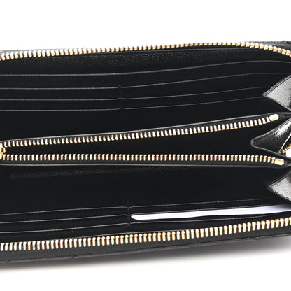 Saint Laurent Grain De Poudre Matelasse Chevron Monogram Zip Around Wallet Black 5 of 7