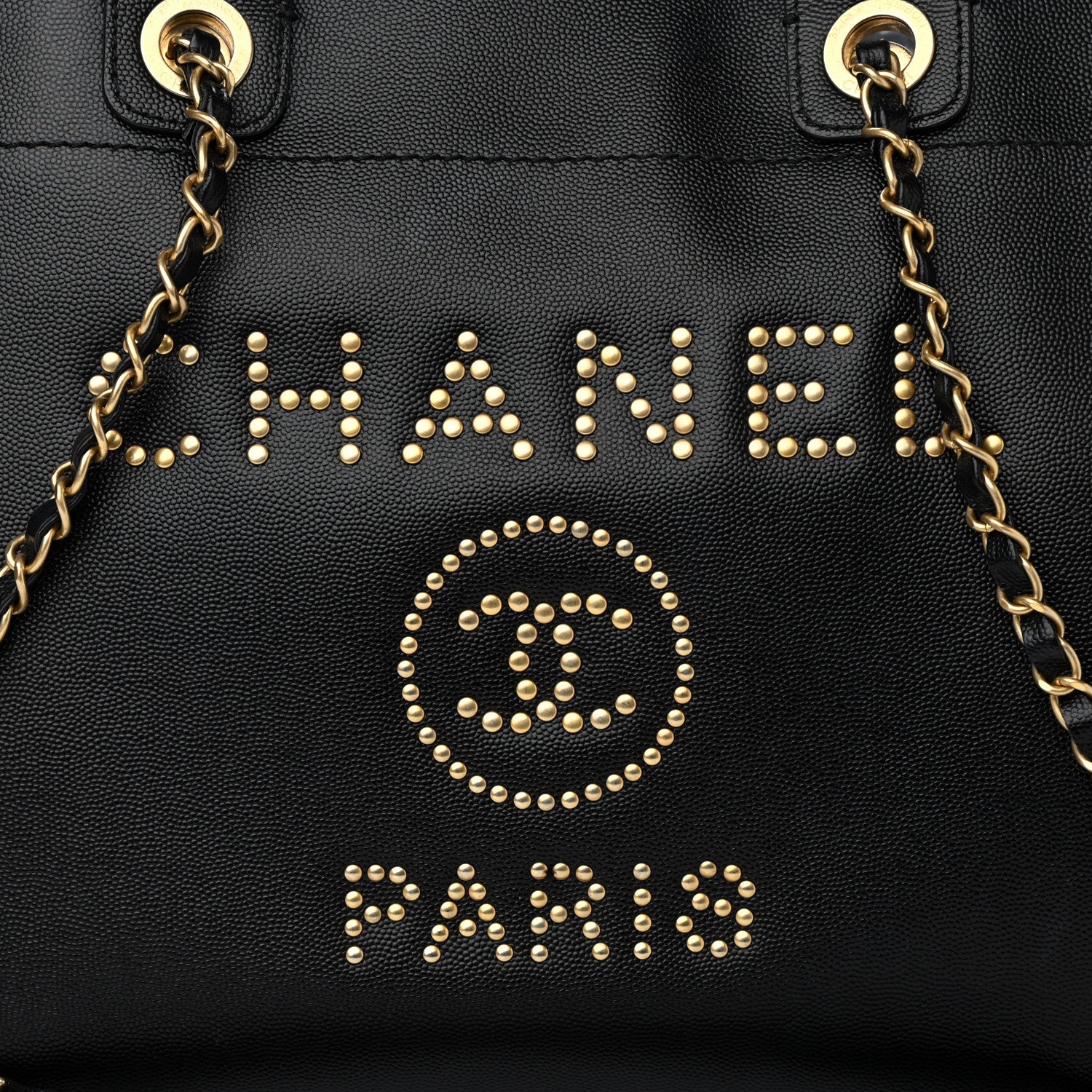 Chanel Caviar Medium Studded Deauville Tote Black 9 of 12