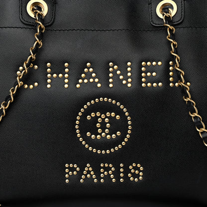 Chanel Caviar Medium Studded Deauville Tote Black 9 of 12