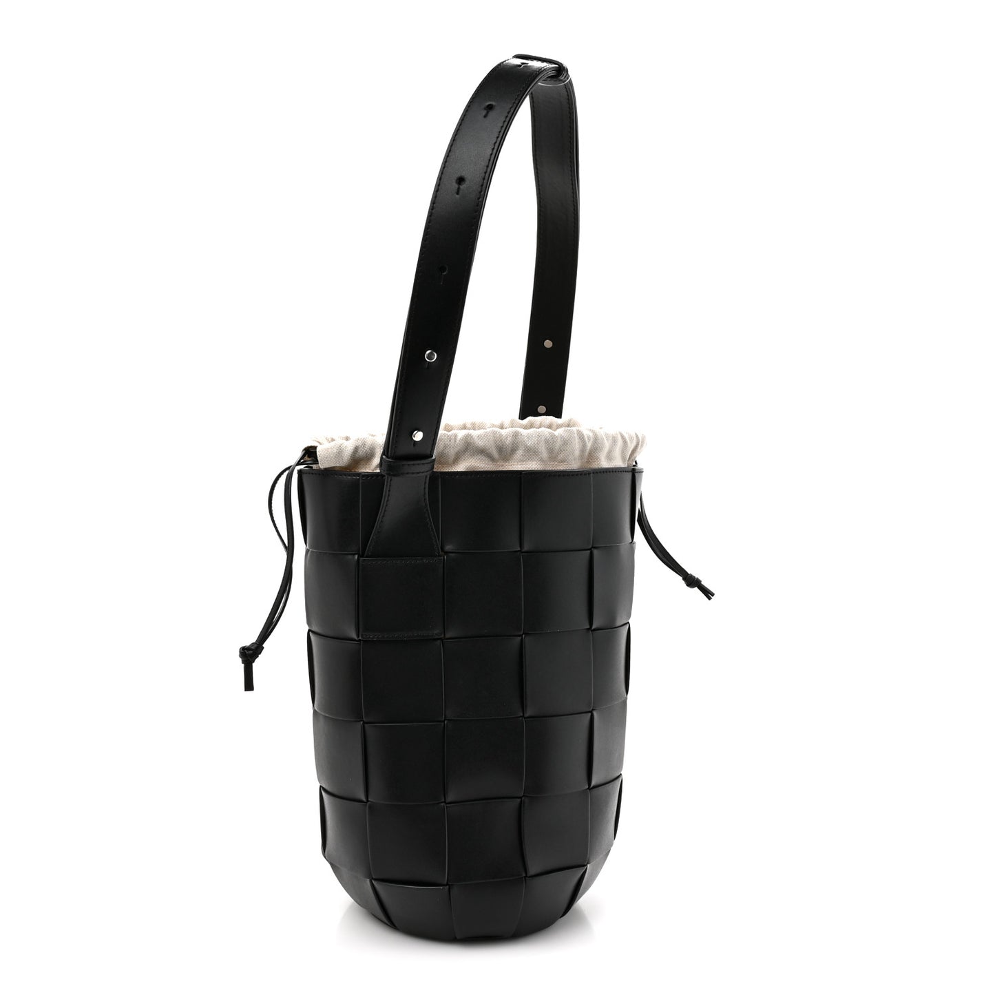 Nappa Maxi Intrecciato Cassette Lantern Bucket Bag Black