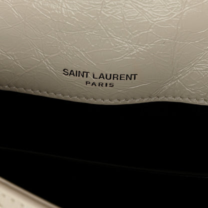 Saint Laurent Crinkled Calfskin Matelasse Monogram Baby Niki Chain Satchel Ivory 6 of 11