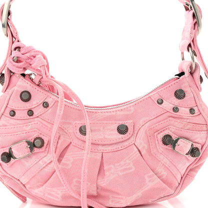 Balenciaga Denim BB Monogram Le Cagole Shoulder Bag XS Pink 9 of 13