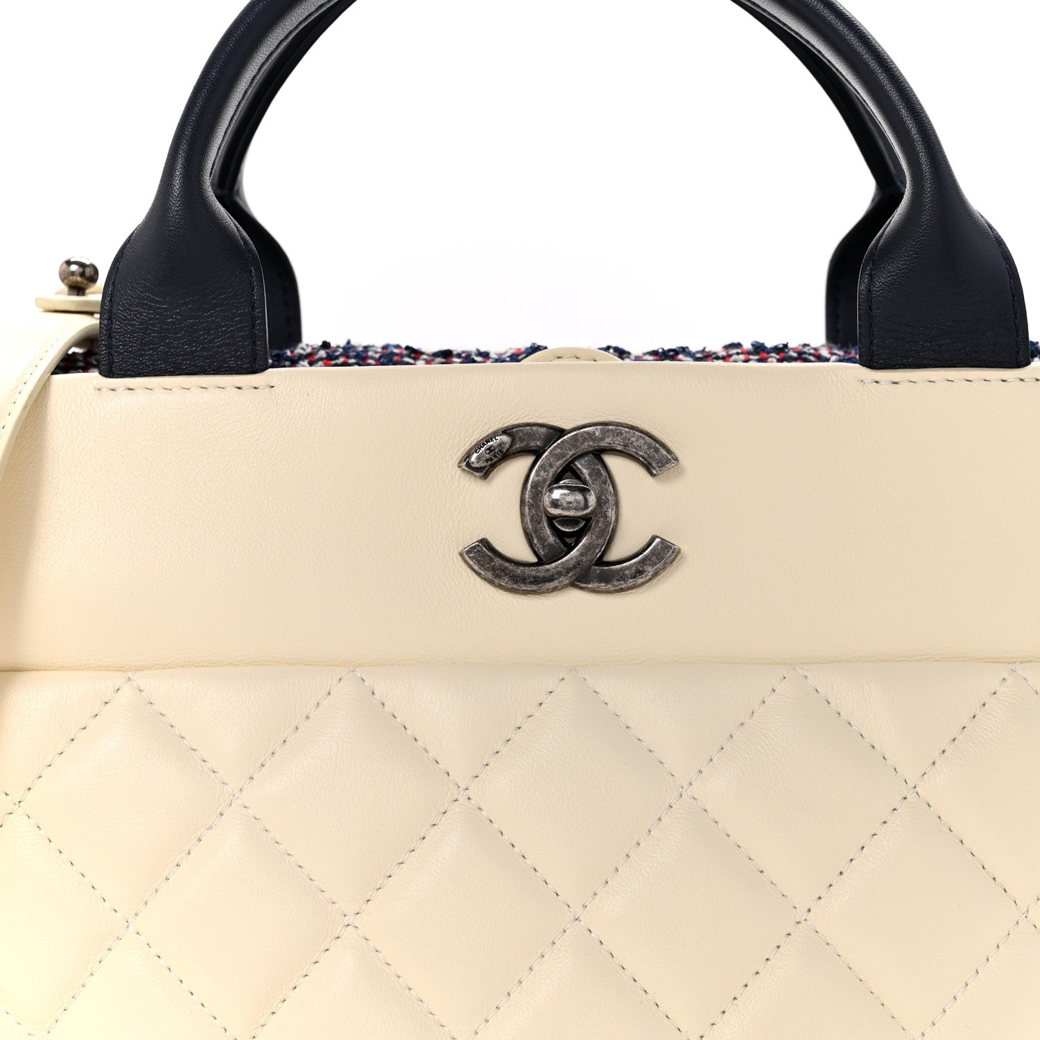 Chanel Calfskin Tweed Quilted Large Portobello Tote White Multicolor 8 of 14
