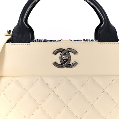 Chanel Calfskin Tweed Quilted Large Portobello Tote White Multicolor 8 of 14