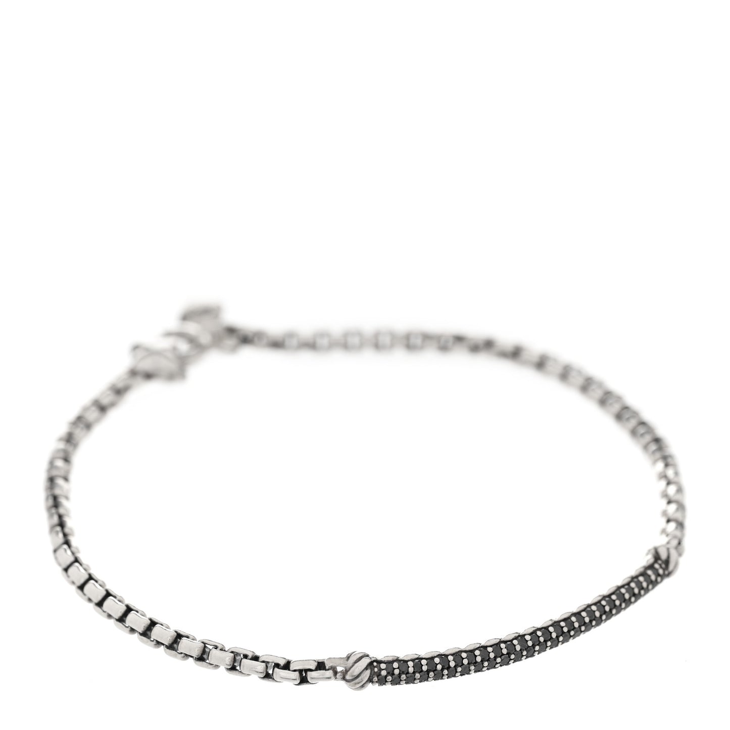 Sterling Silver Black Diamond Petite Pave Metro Bar Bracelet