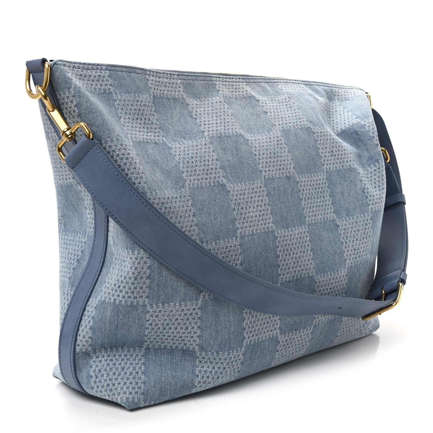 Louis Vuitton Damier Denim Vagabond Hobo Blue 3 of 8