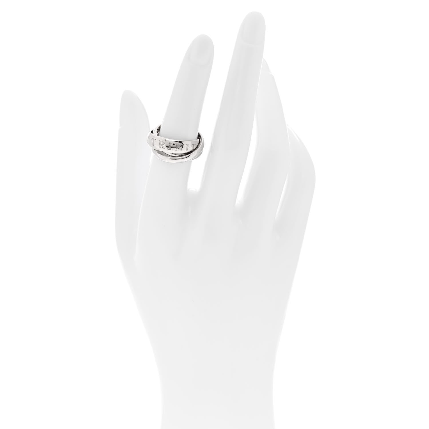 Cartier 18K White Gold 98 Xmas Limited Trinity Ring 51 5.75 2 of 5