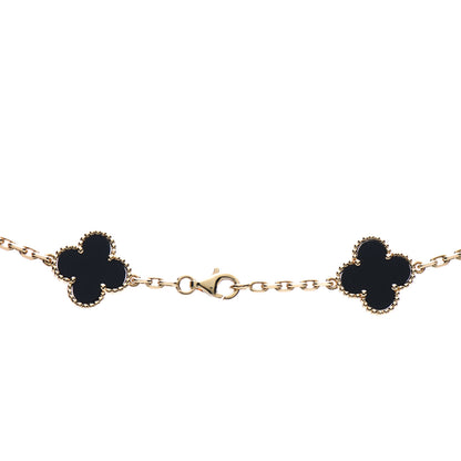 Van Cleef & Arpels 18K Yellow Gold Black Onyx 20 Motifs Vintage Alhambra Necklace 4 of 5