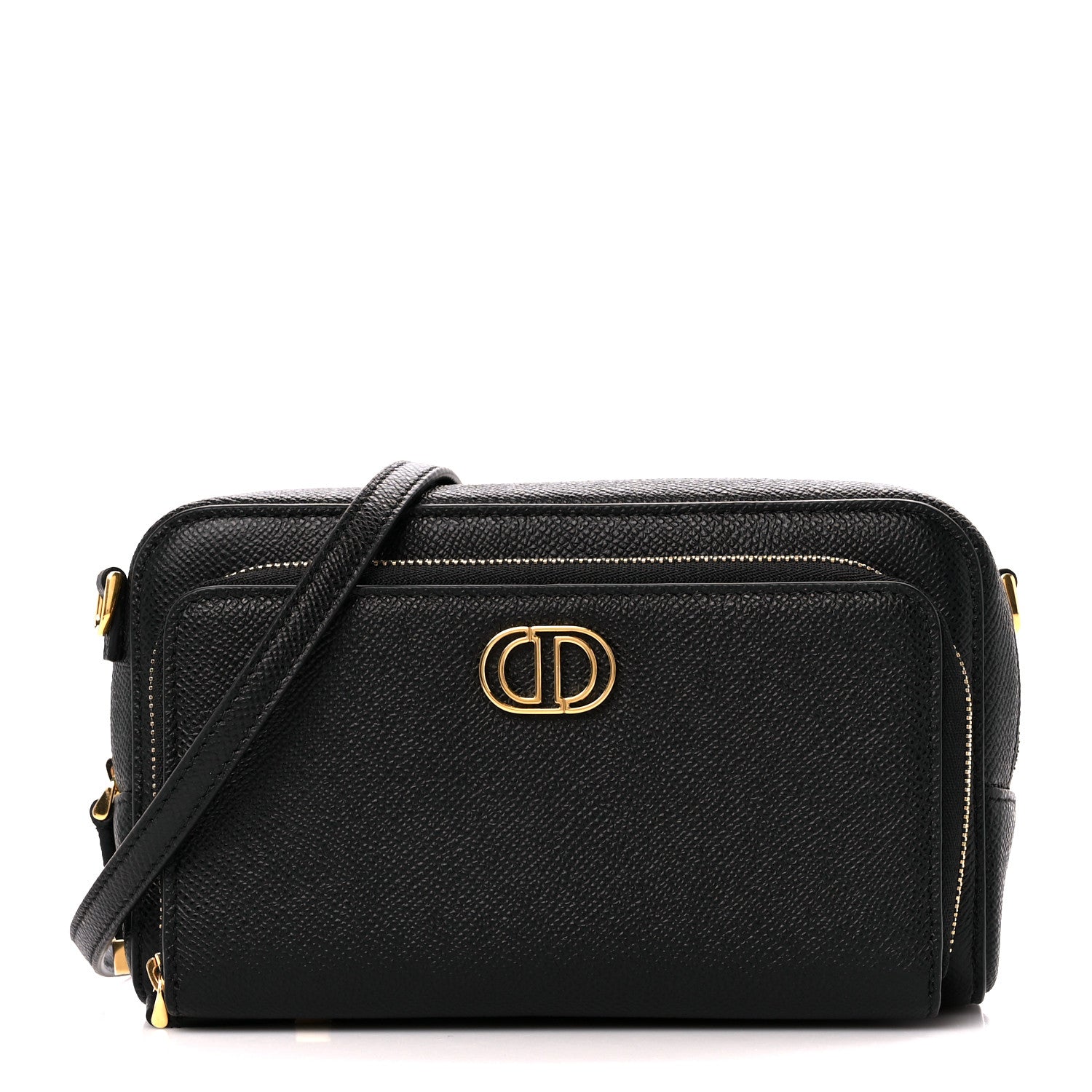 Christian Dior Grained Calfskin Caro Double Pouch Black 1 of 11