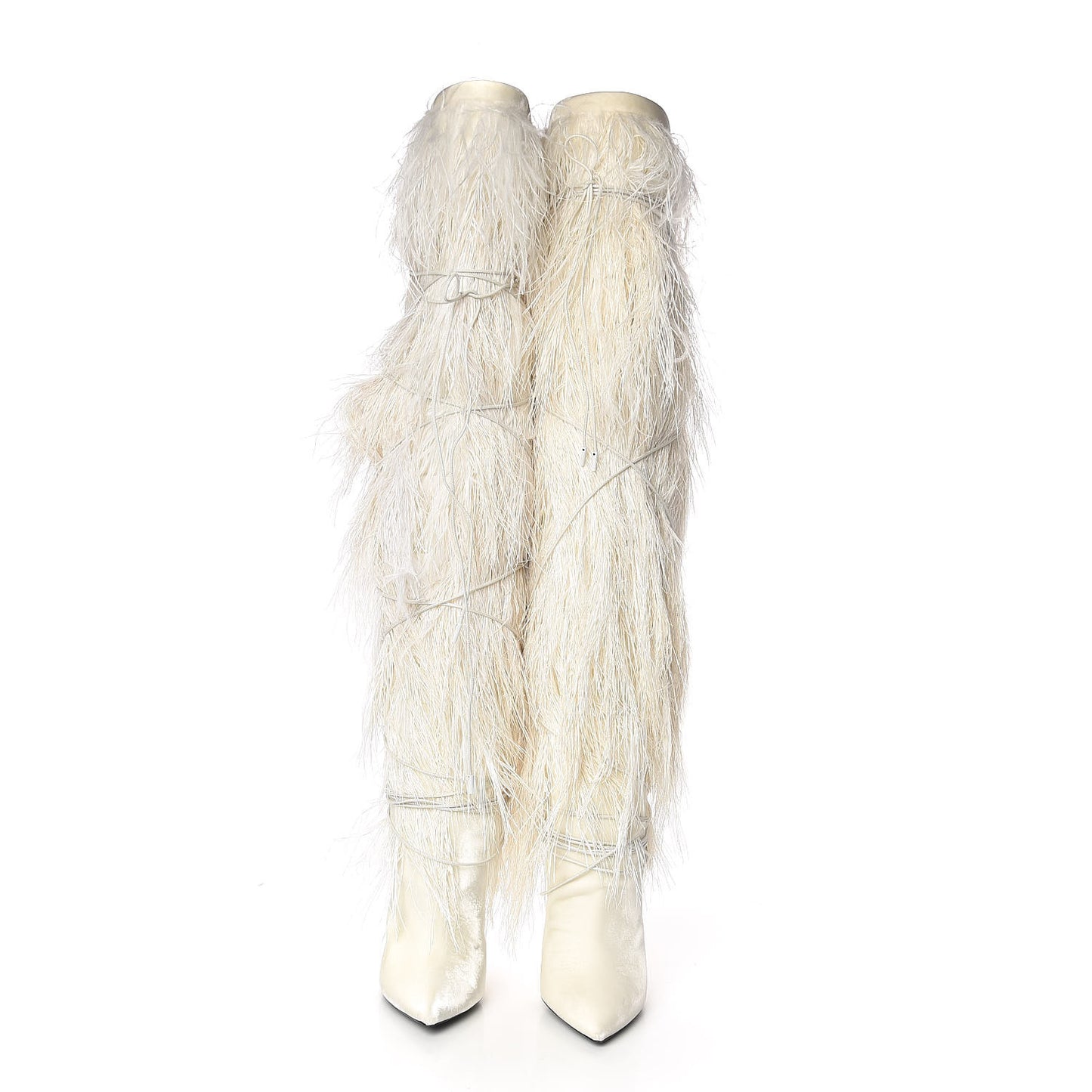 Veluto Master Ostrich Yeti 110 Over The Knee Boots 38 Blanc Optique