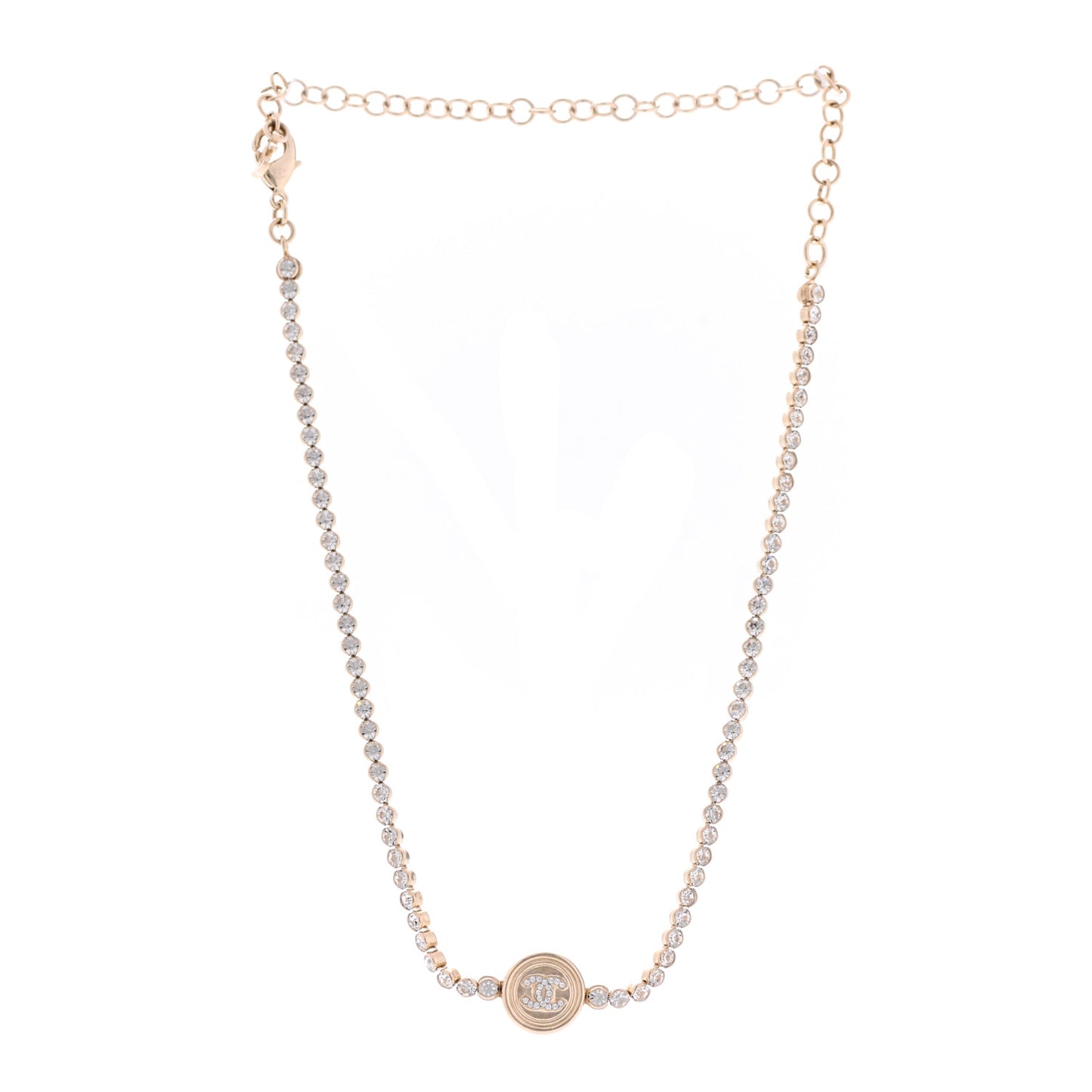 Crystal CC Chain Short Necklace Gold
