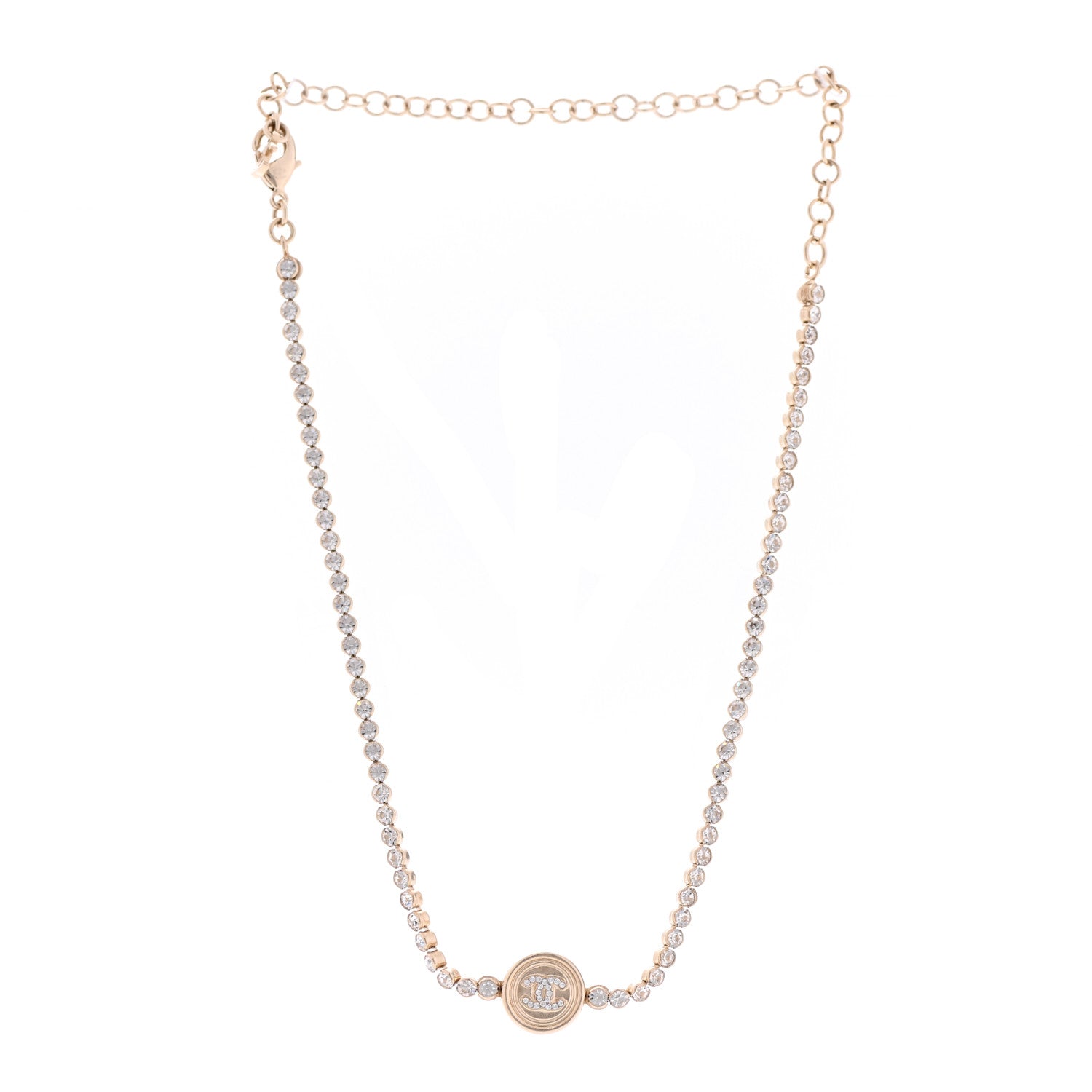 Chanel Crystal CC Chain Short Necklace Gold 3 of 6