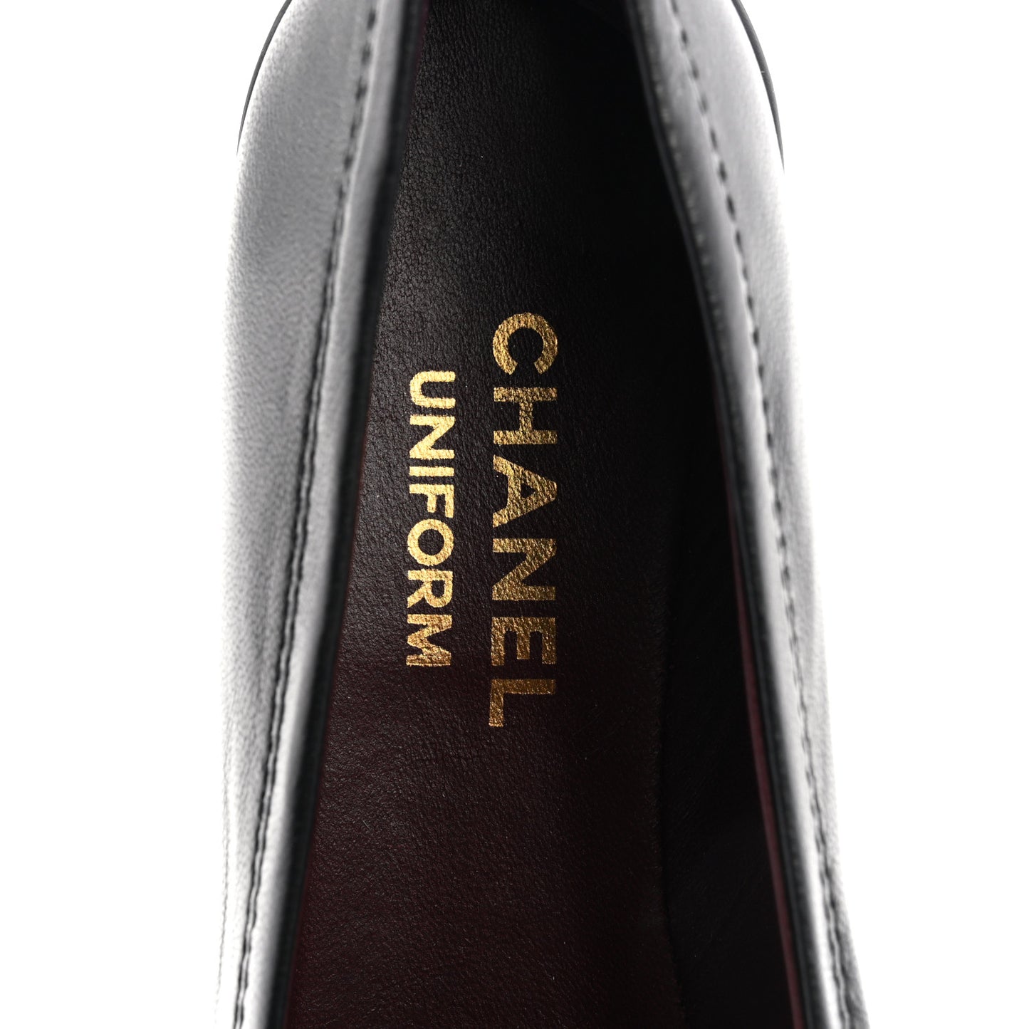 Lambskin Cap Toe CC Uniform Ballerina Flats 37.5 Black