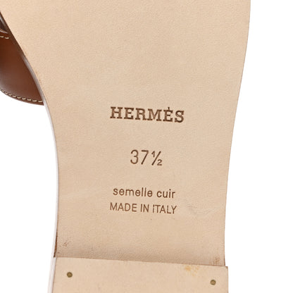 Hermes Box Calfskin Oran Sandals 37.5 Gold 6 of 8