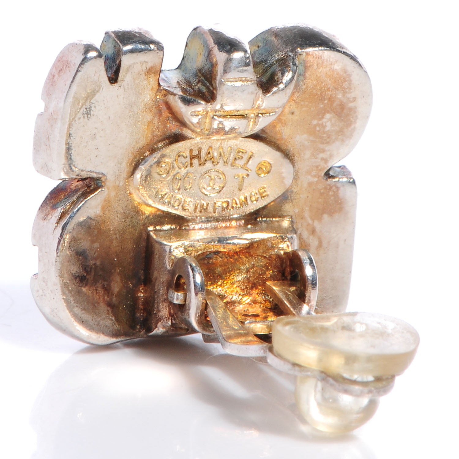 Chanel Enamel CC Clip On Earrings Gold 4 of 4