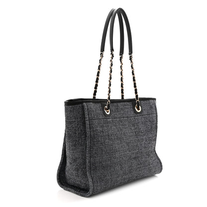 Chanel Woven Straw Raffia Small Deauville Tote Blue 3 of 10