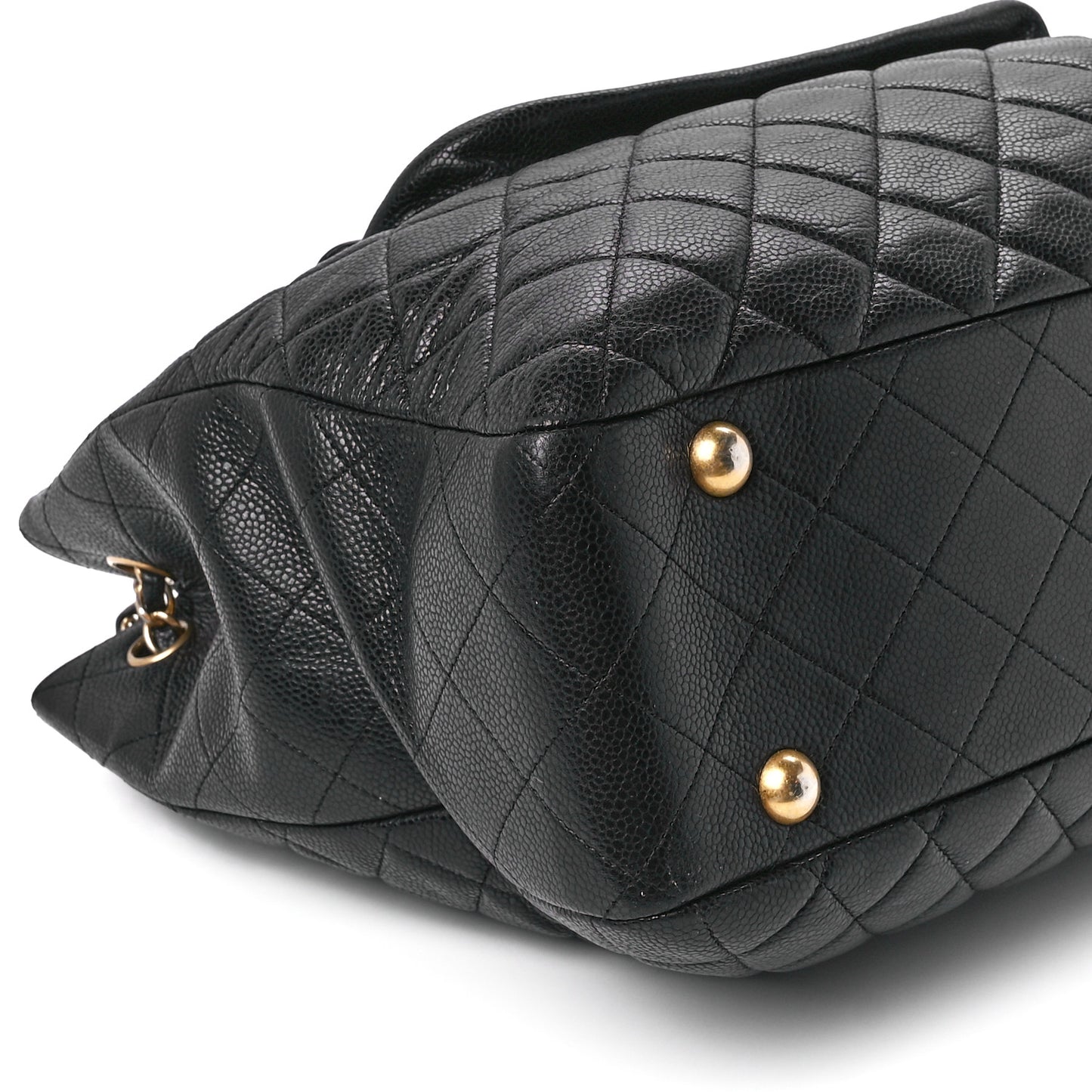 Caviar Quilted Flap Tote Black