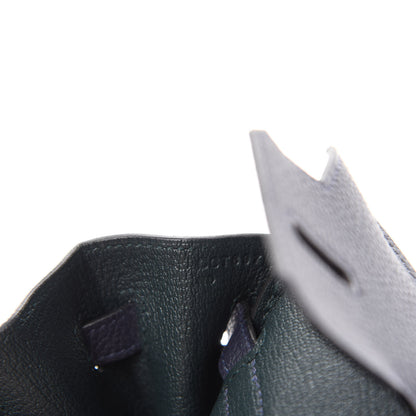 Hermes Togo Swift Officier Birkin 25 Bleu Nuit Vert Cypress 9 of 11