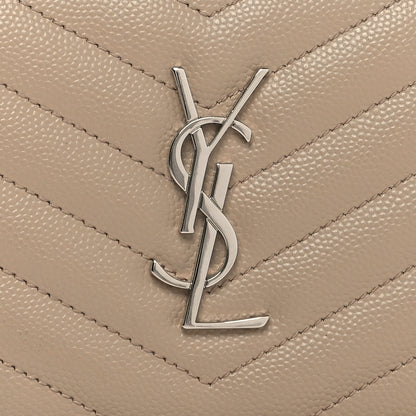Saint Laurent Grain De Poudre Matelasse Chevron Monogram Zip Around Wallet Beige 5 of 9
