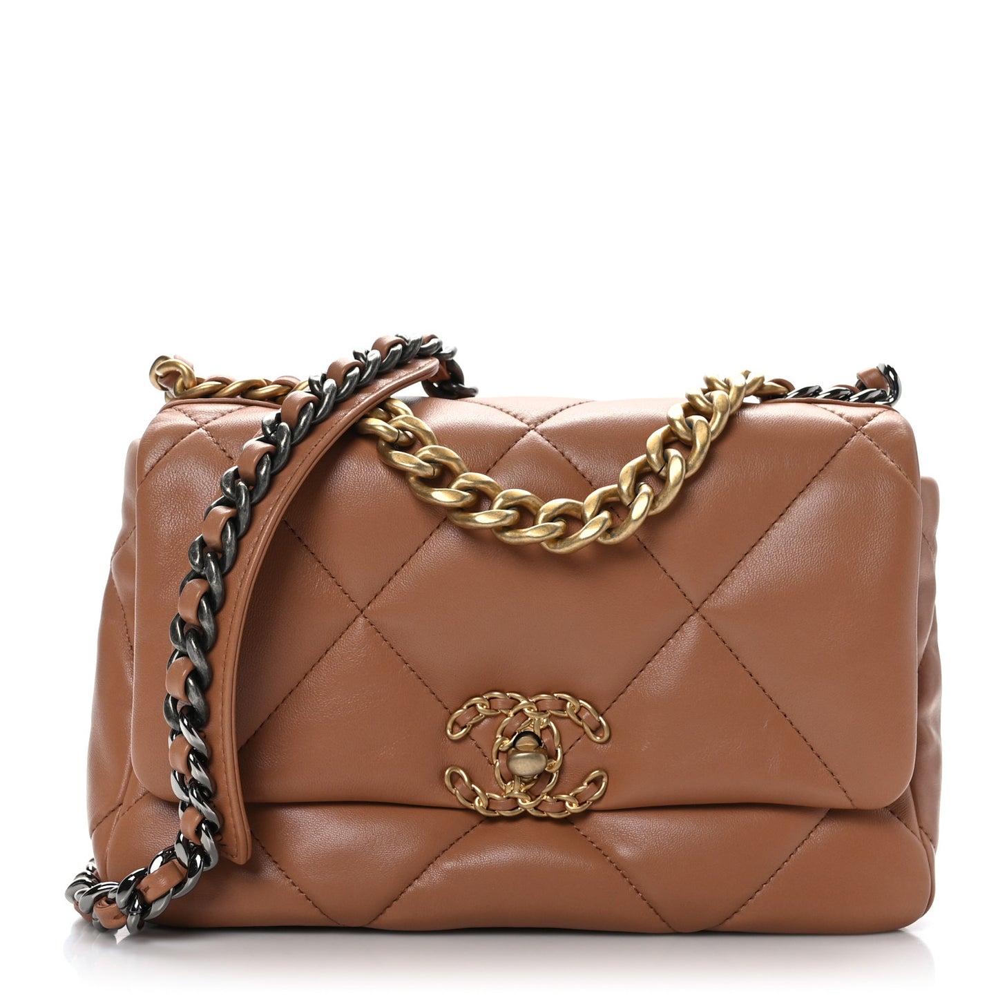 Lambskin Quilted Medium Chanel 19 Flap Brown