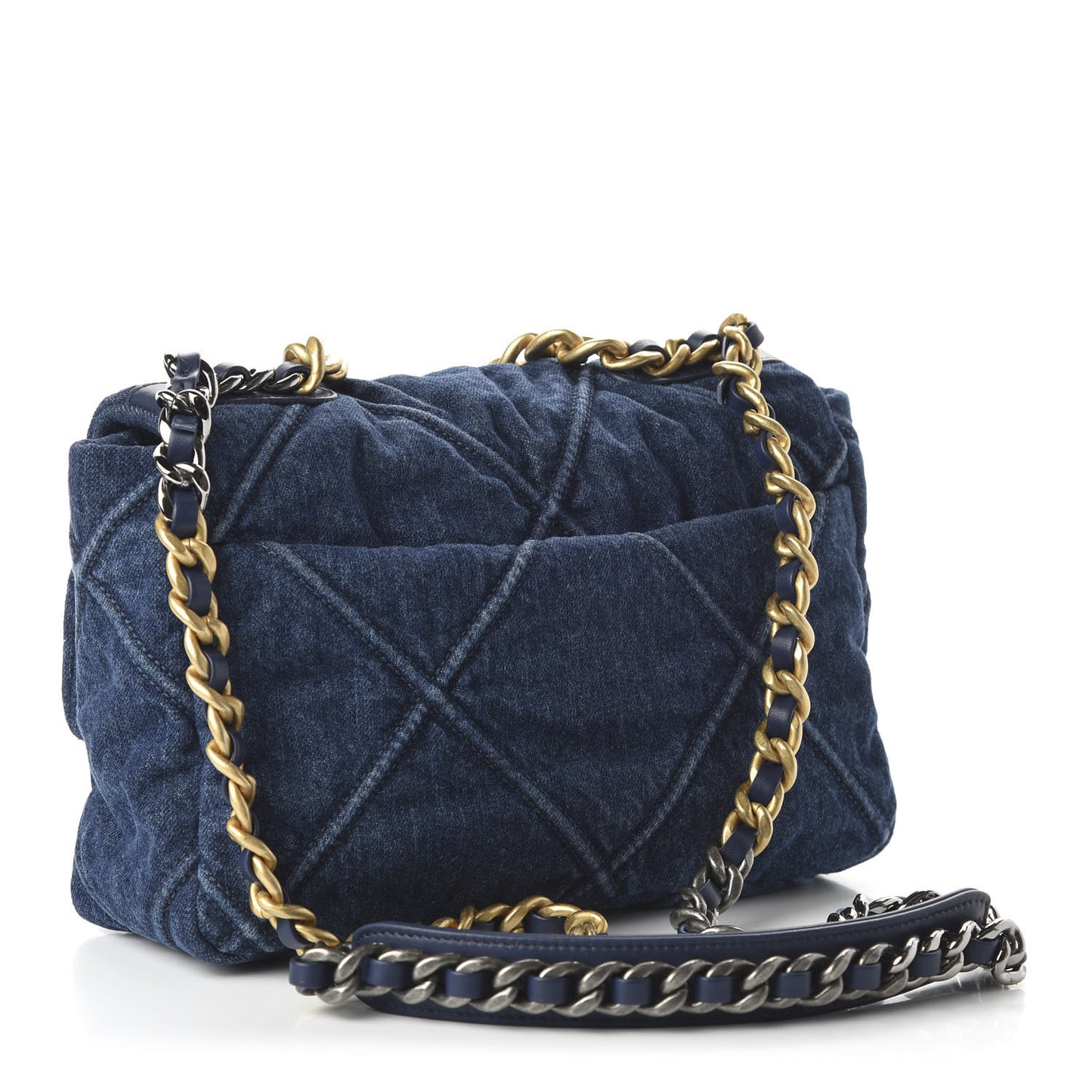Denim Quilted Medium 19 Flap Blue