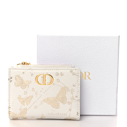 Christian Dior Calfskin Zodiac Print Caro Medium Wallet White Multicolor 9 of 9
