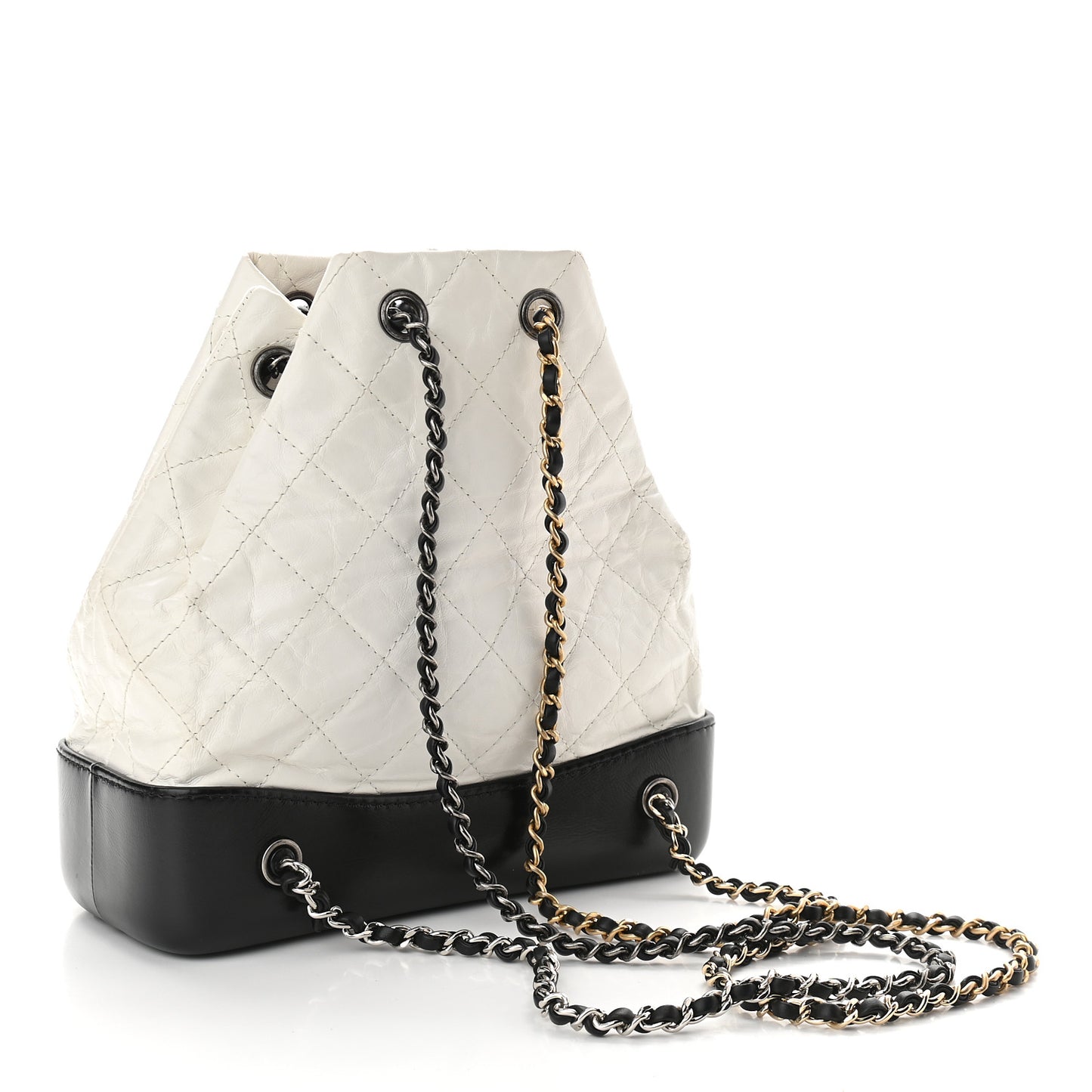 Aged Calfskin Quilted Small Gabrielle Backpack Black White
