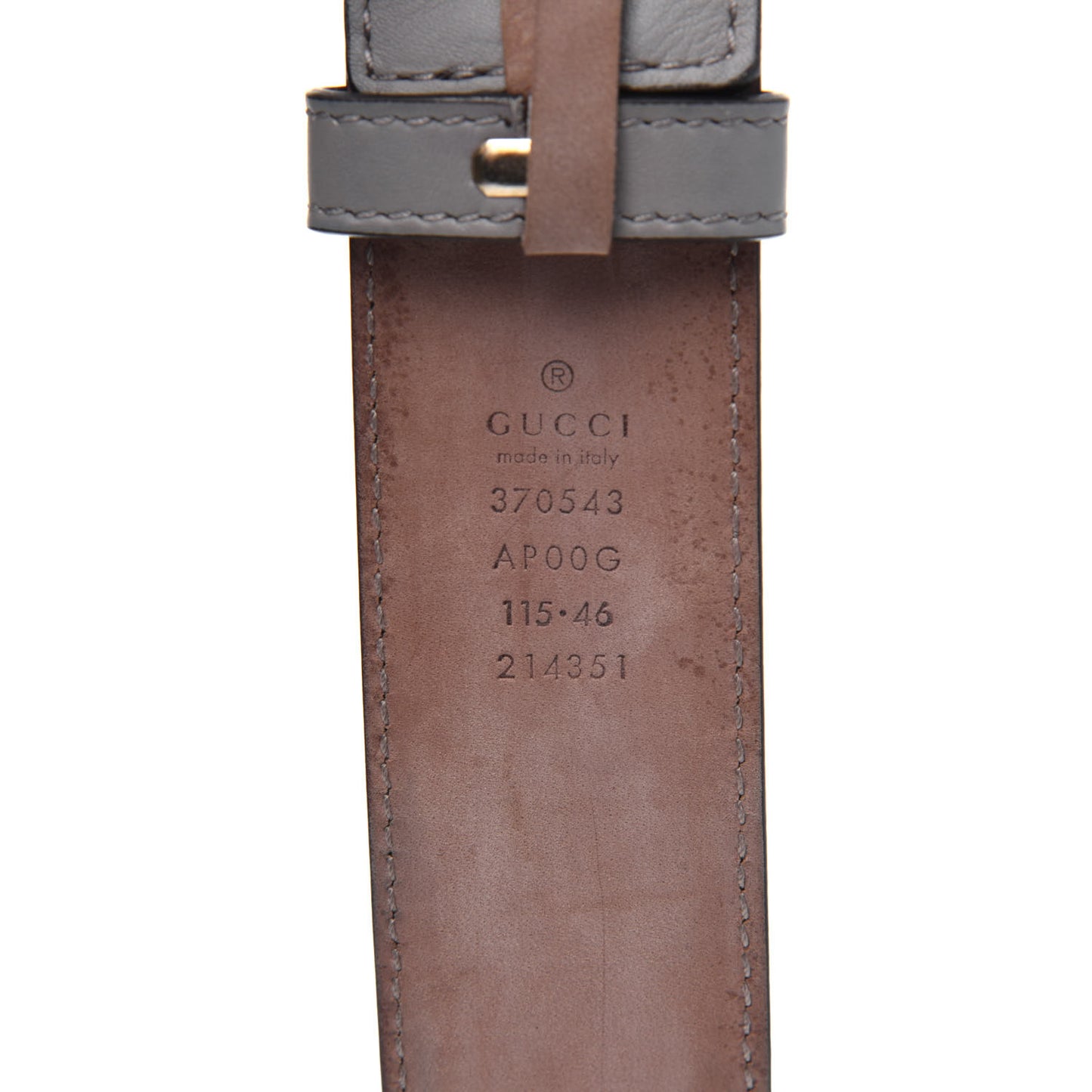 Moon Calfskin Interlocking G 37mm Belt 115 46 Storm Grey