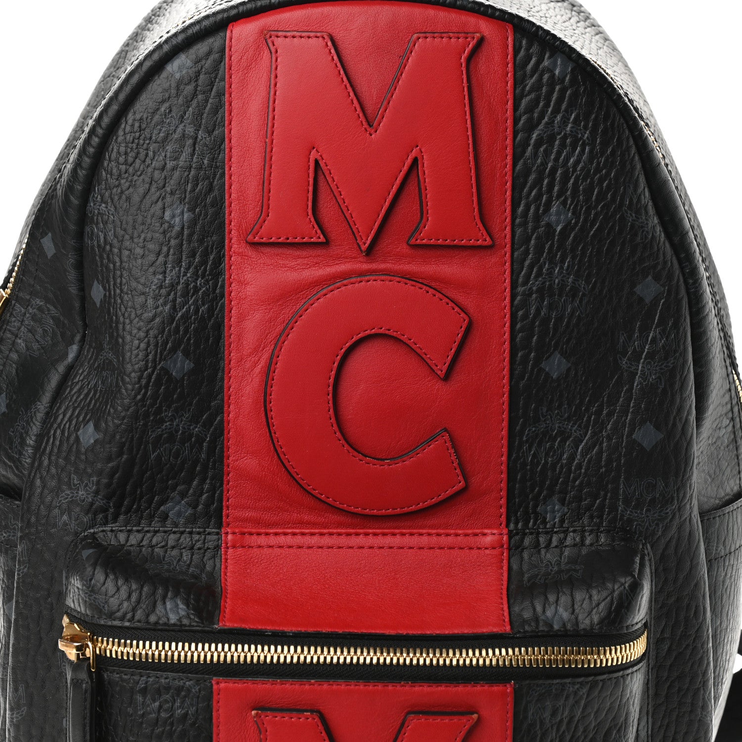 MCM Visetos Medium Stark Logo Stripe Backpack Black Red 8 of 18