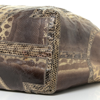 Jimmy Choo Snakeskin Patchwork Medium Saba Hobo Brown 9 of 12
