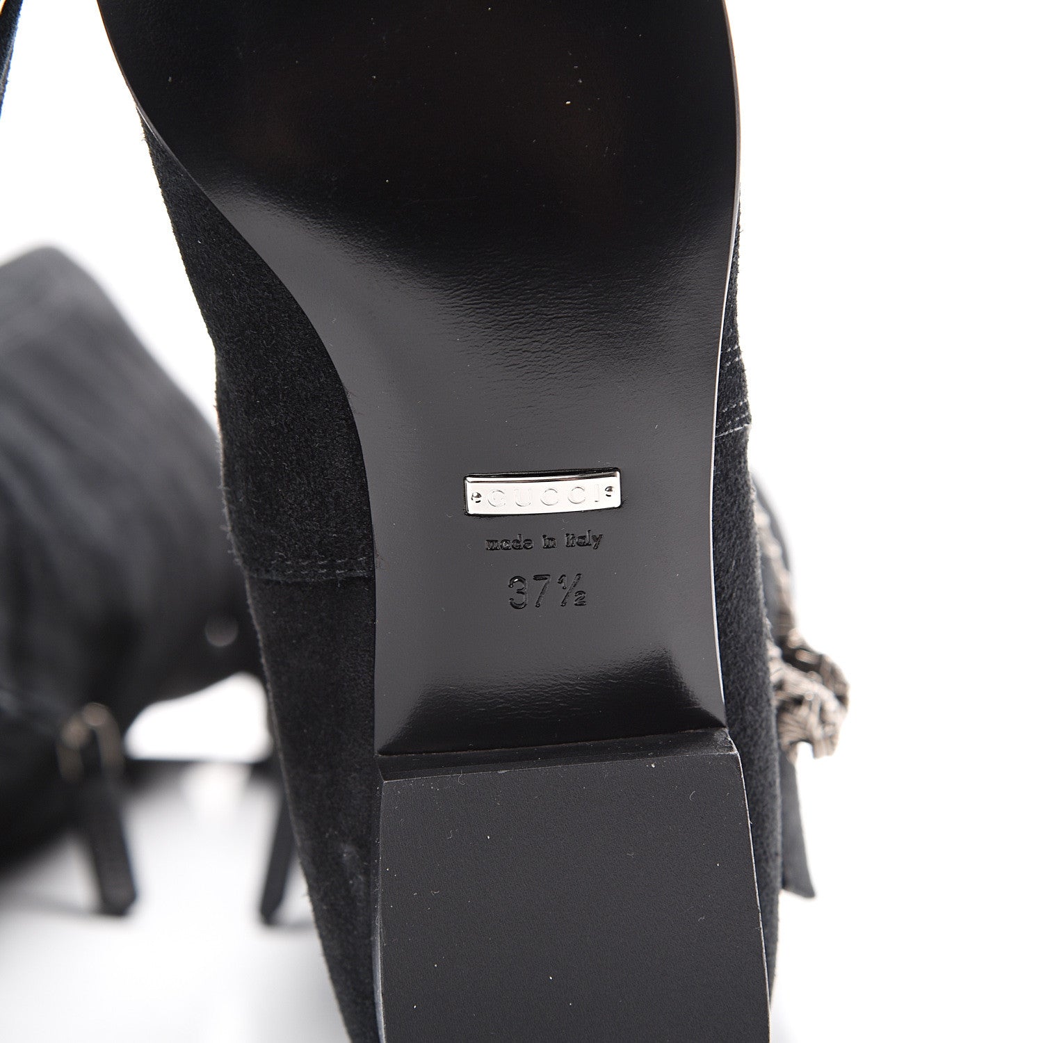 Gucci Suede Dionysus Knee Boots 37.5 Black 6 of 7