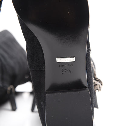 Gucci Suede Dionysus Knee Boots 37.5 Black 6 of 7