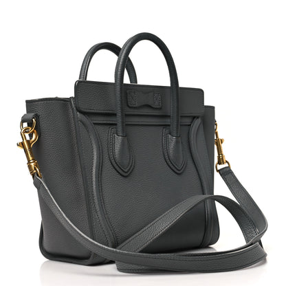 Celine Drummed Calfskin Nano Luggage Kohl 3 of 10