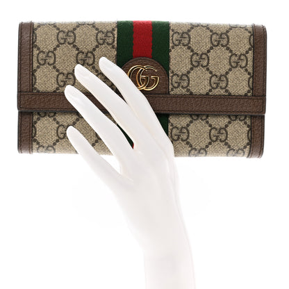 Gucci GG Supreme Monogram Web Ophidia Continental Wallet Brown 2 of 8