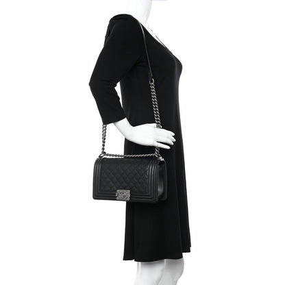 Chanel Caviar Quilted Medium Boy Flap Black 2 of 10