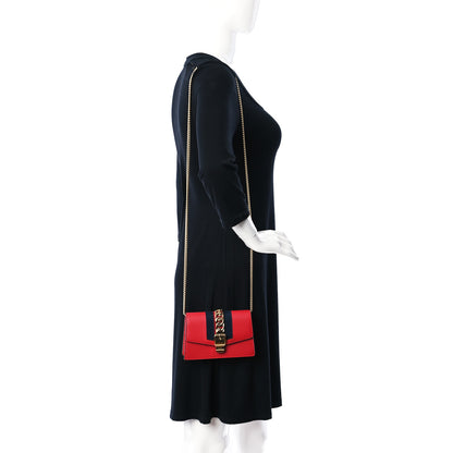 Gucci Calfskin Super Mini Sylvie Chain Shoulder Bag Hibiscus Red 2 of 14