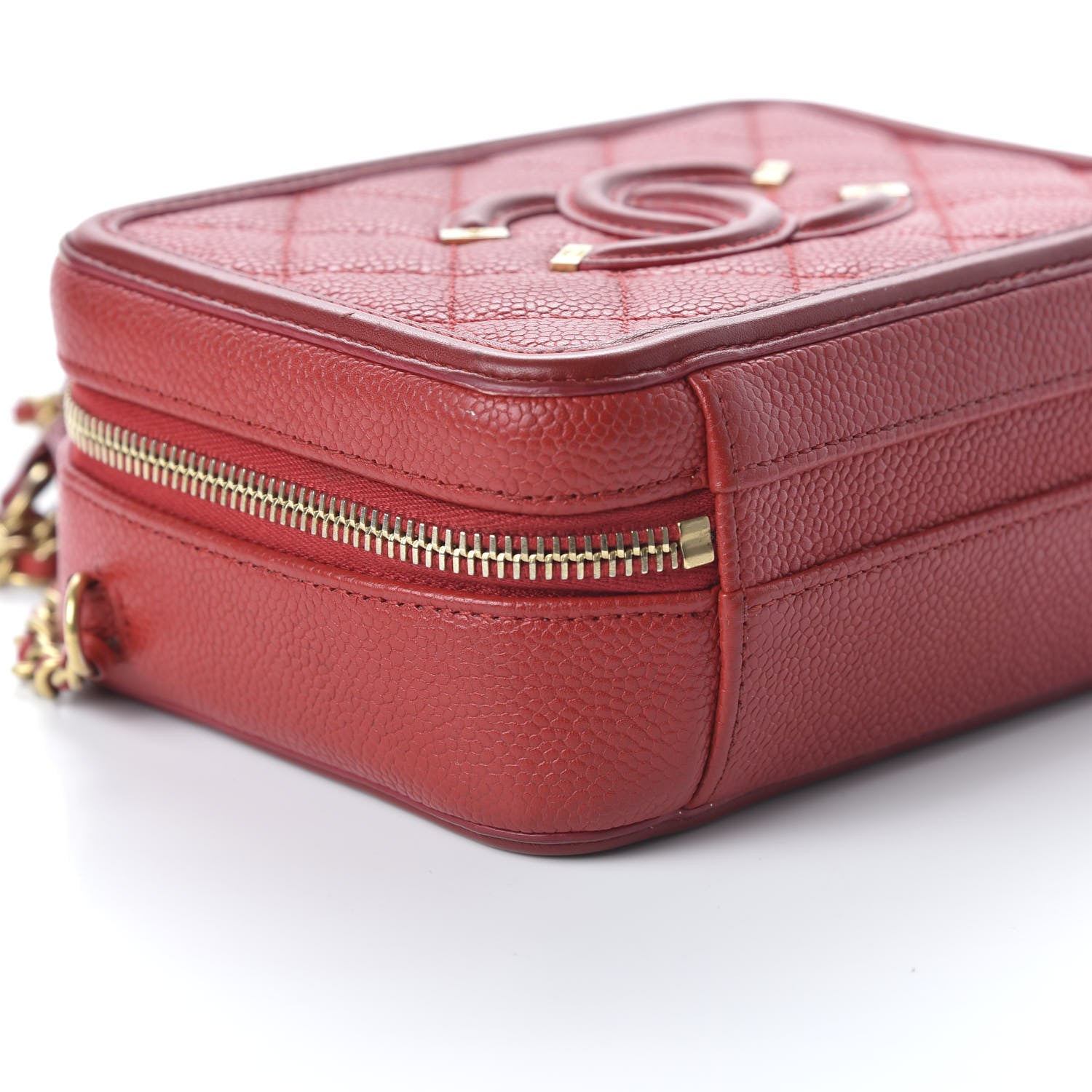 Chanel Caviar Quilted Small CC Filigree Vanity Case Red 6 of 11