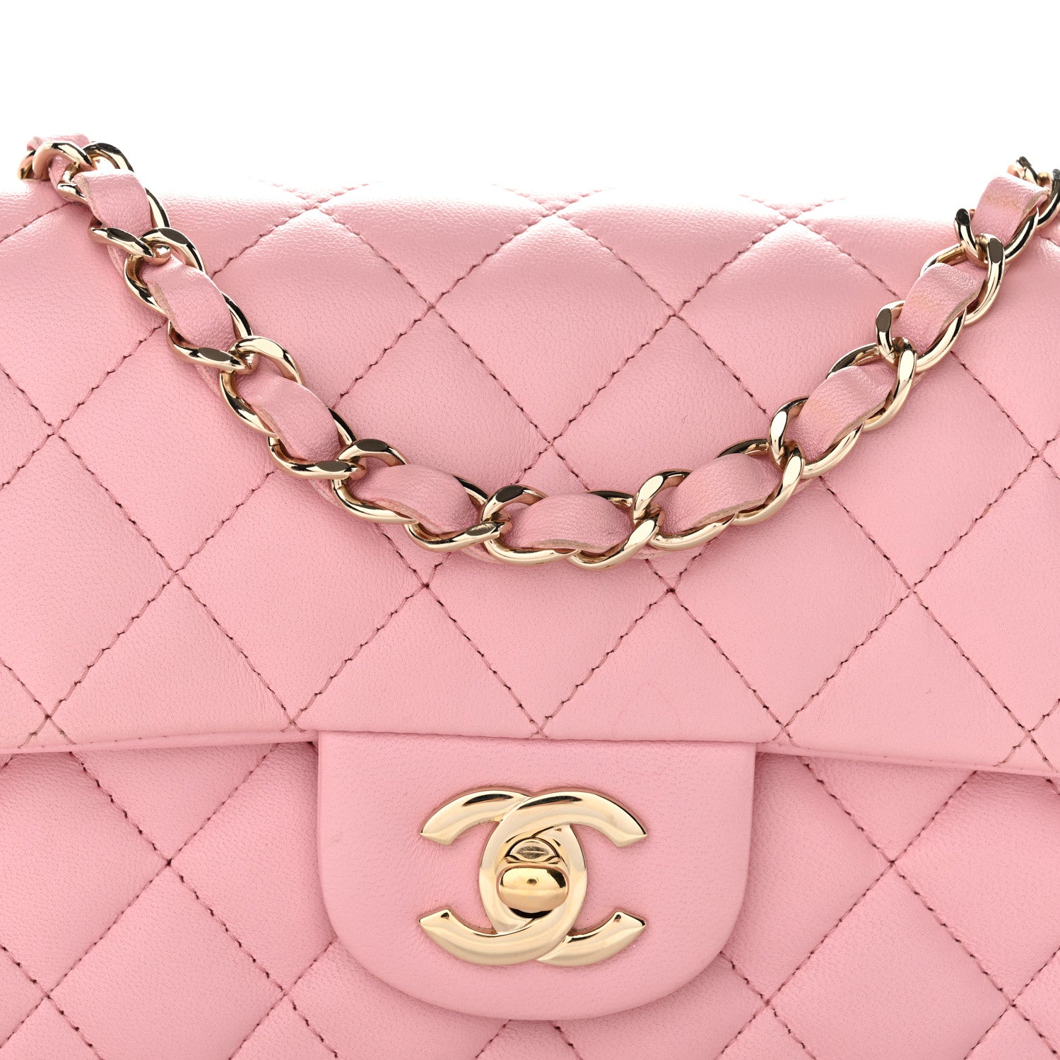 Chanel Lambskin Quilted Mini Rectangular Flap Light Pink 8 of 12