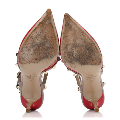 Valentino Garavani Patent Nappa Rockstud Ankle Strap 65mm Pumps 40.5 Rosso Valentino Poudre 4 of 4