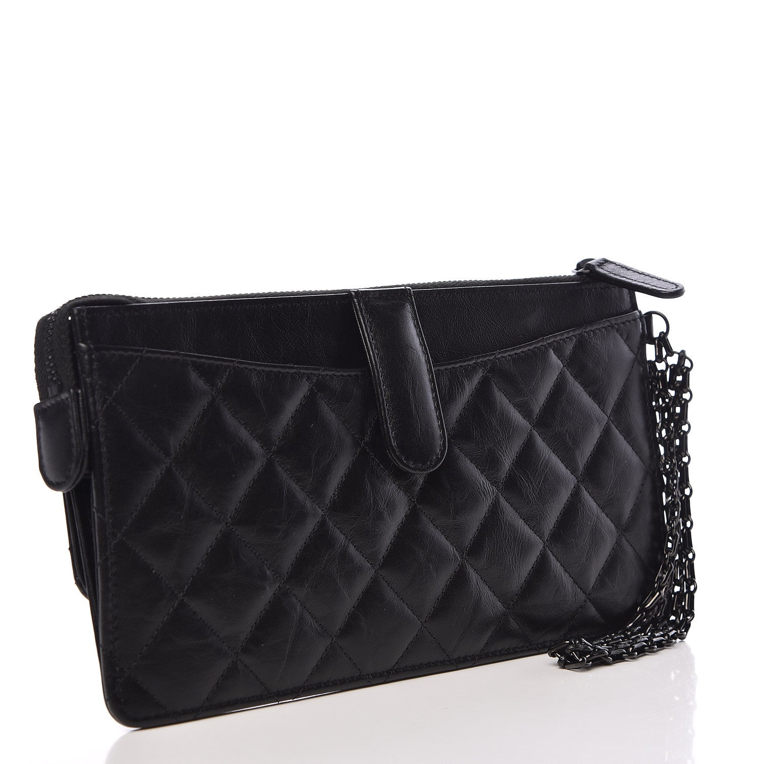 Chanel Aged Calfskin Quilted 2.55 Reissue Pouch With Chain Handle So Black 3 of 11