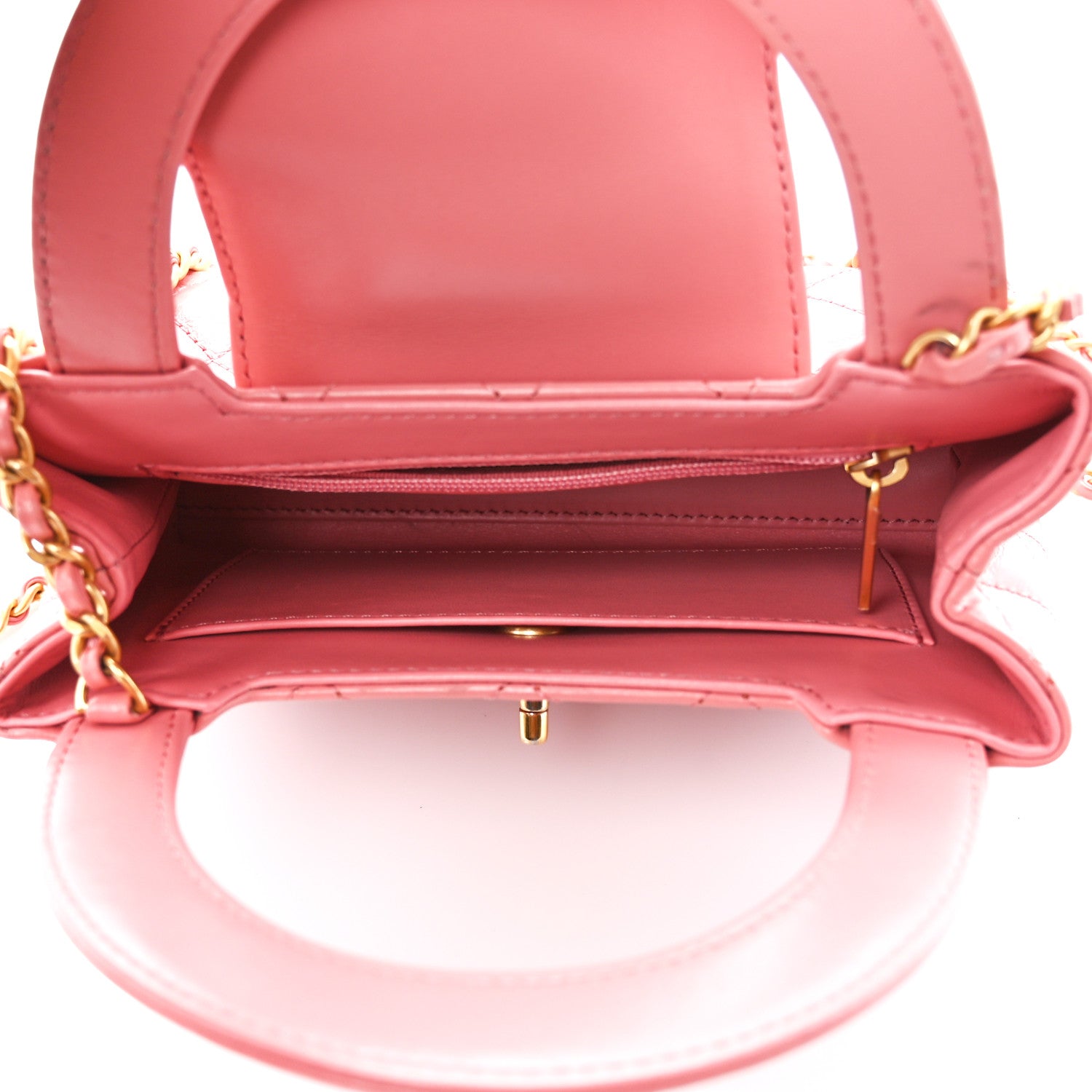 Chanel Shiny Aged Calfskin Quilted Nano Kelly Shopper Coral Pink 5 of 11